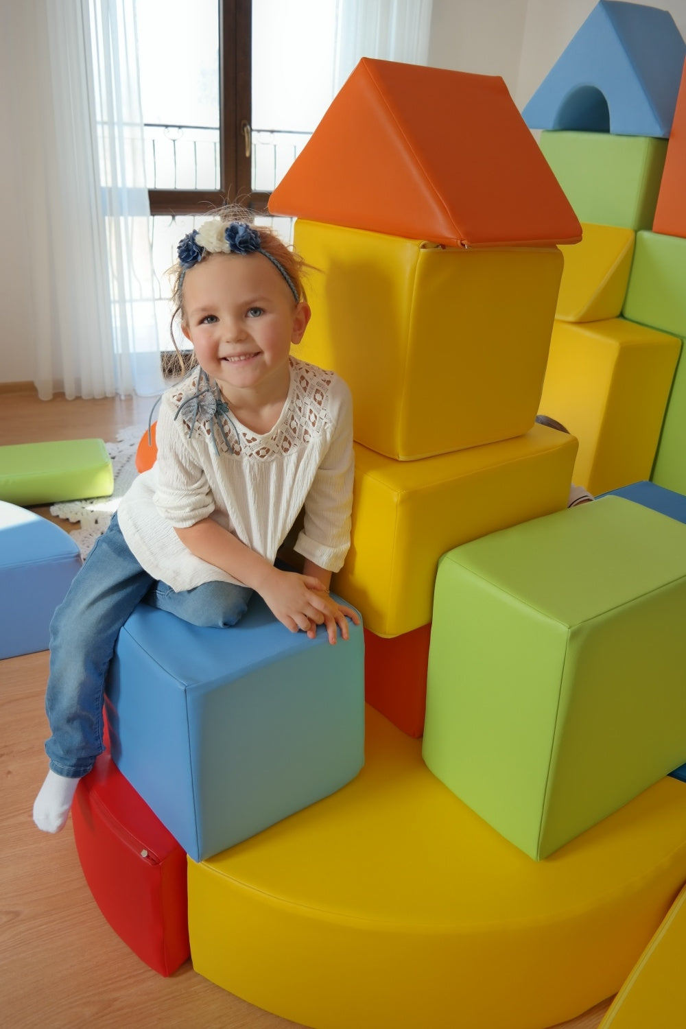 17 Großbausteine Schaumstoffbausteine Softbausteine Bauklötze Schloss+Quader-Set