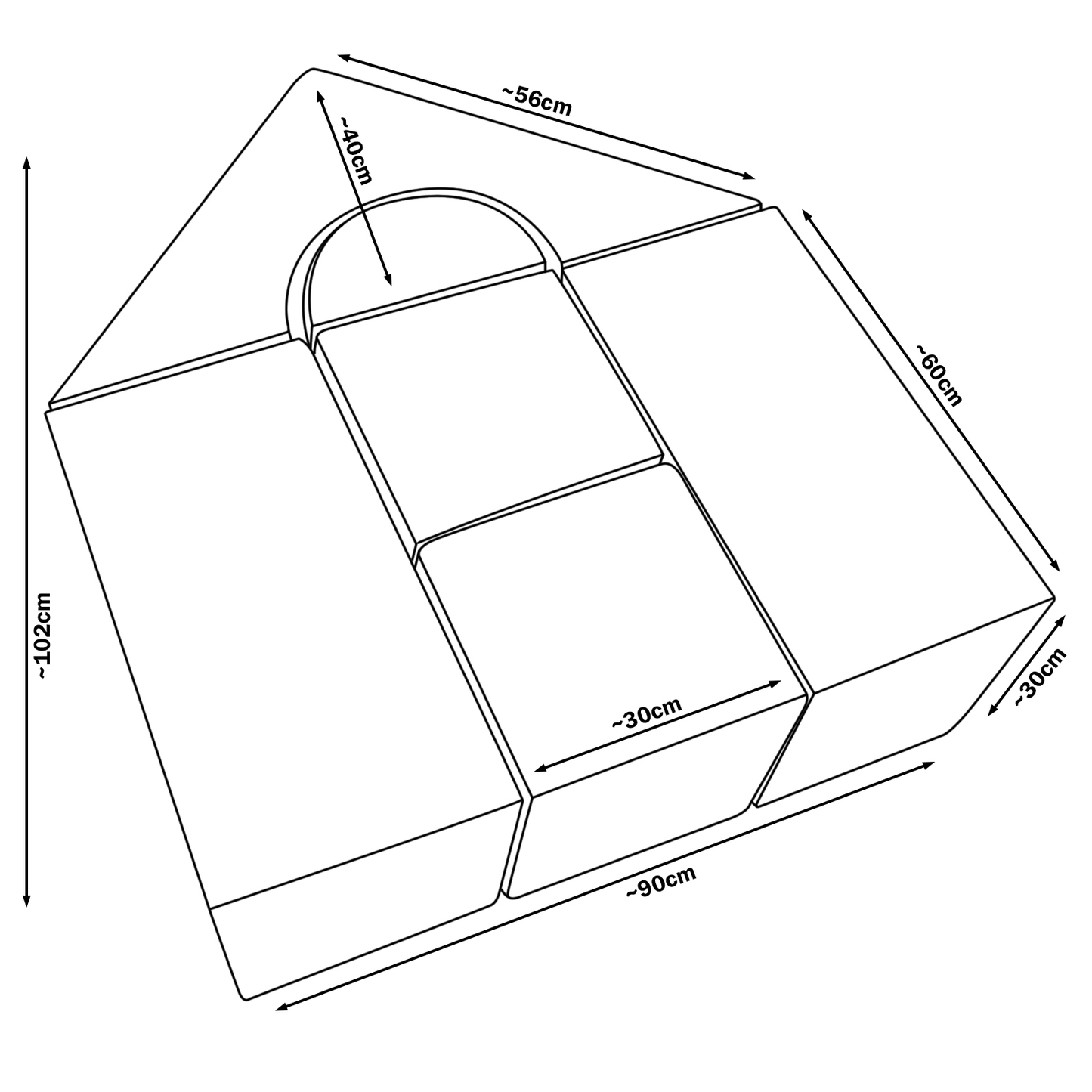 6 Schaumstoffbausteine-Set Mini-Schloss