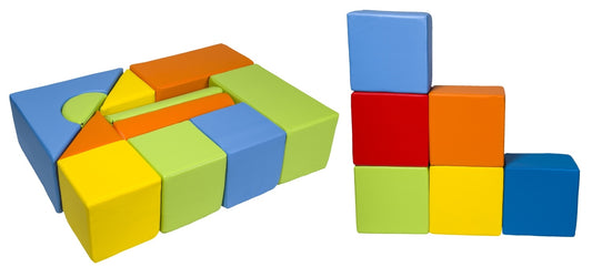 17 Großbausteine Schaumstoffbausteine Softbausteine Bauklötze Schloss+Quader-Set