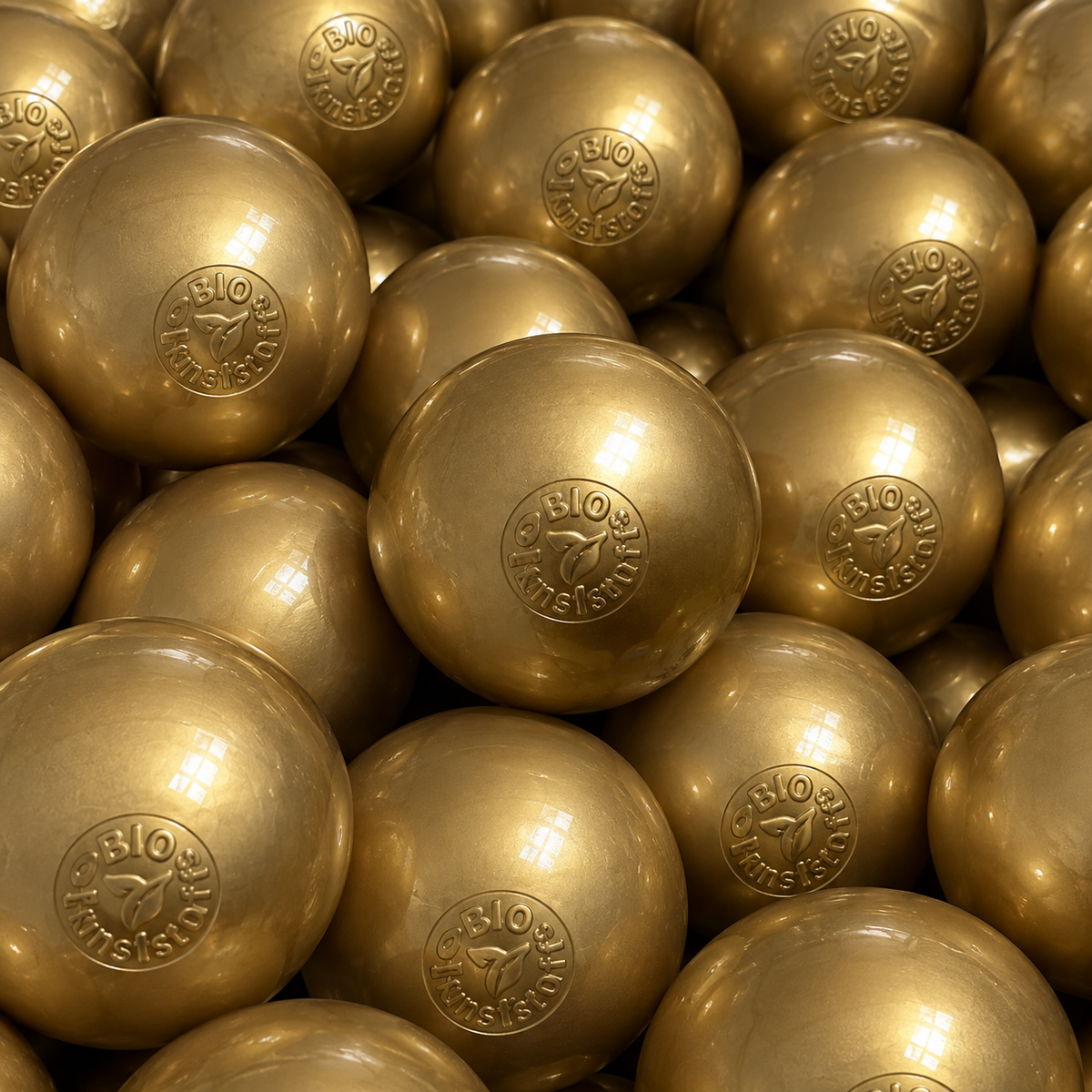 Bio Bällebad Bälle 8 cm Gold - nachhaltige Spielbälle für Kinder | TÜV geprüft, schadstofffrei & sicher | Kugeln aus Zuckerrohr