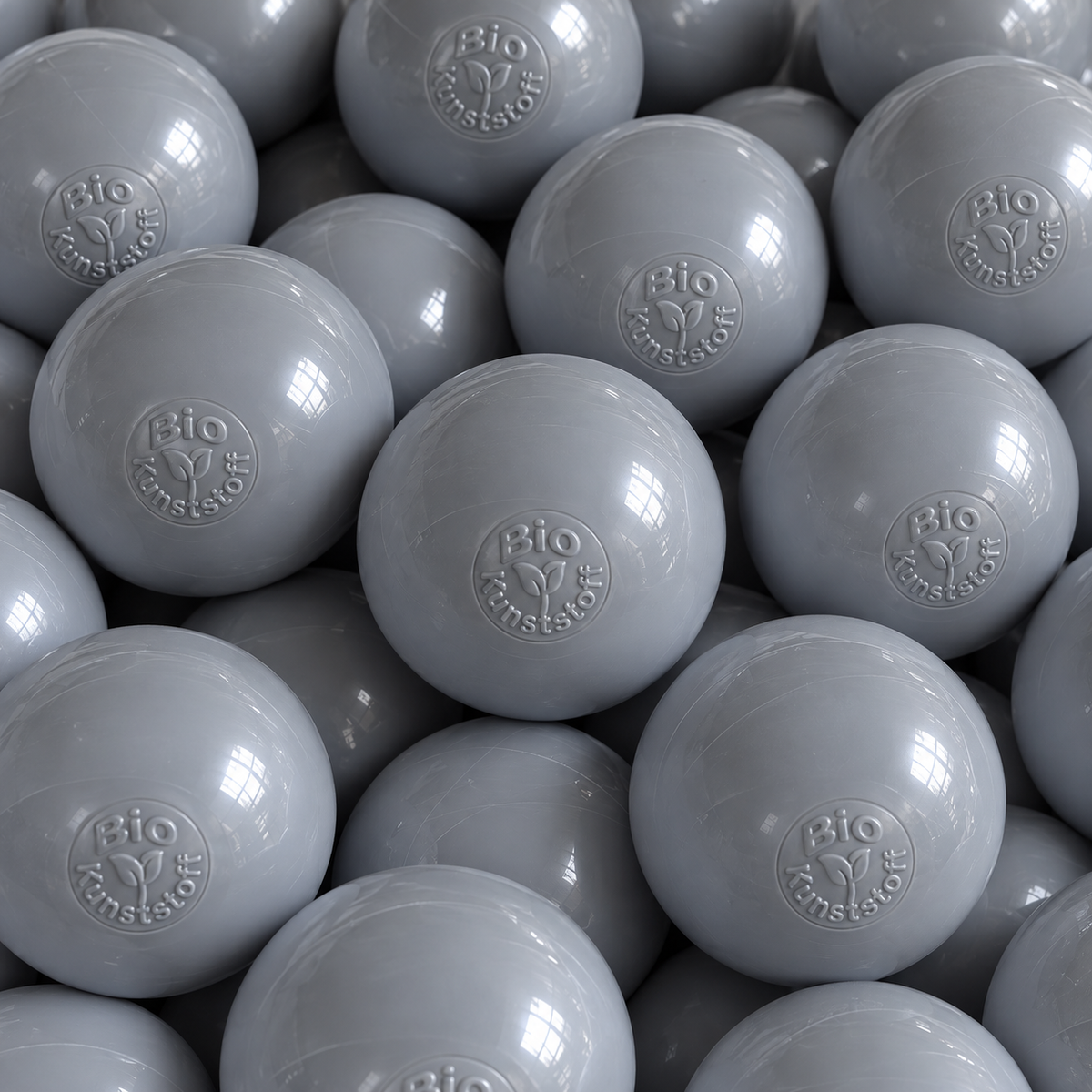 Bio Bällebad Bälle 8 cm Grau- nachhaltige Spielbälle für Kinder | TÜV geprüft, schadstofffrei & sicher | Kugeln aus Zuckerrohr