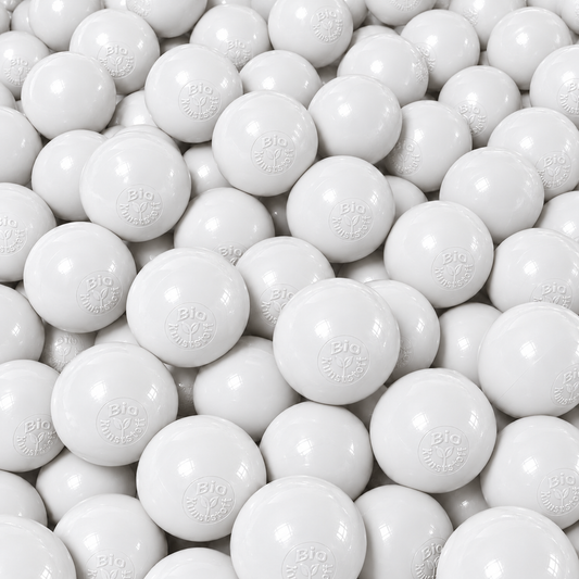Bio Bällebad Bälle 7 cm Weiß- nachhaltige Spielbälle für Kinder | TÜV geprüft, schadstofffrei & sicher | Kugeln aus Zuckerrohr