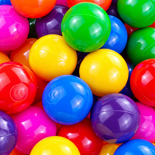 Kunststoffbälle 6 cm Ø - 100 Stück Farben Mix | Kindergartenqualität, robust & schadstofffrei | EU Herstellung